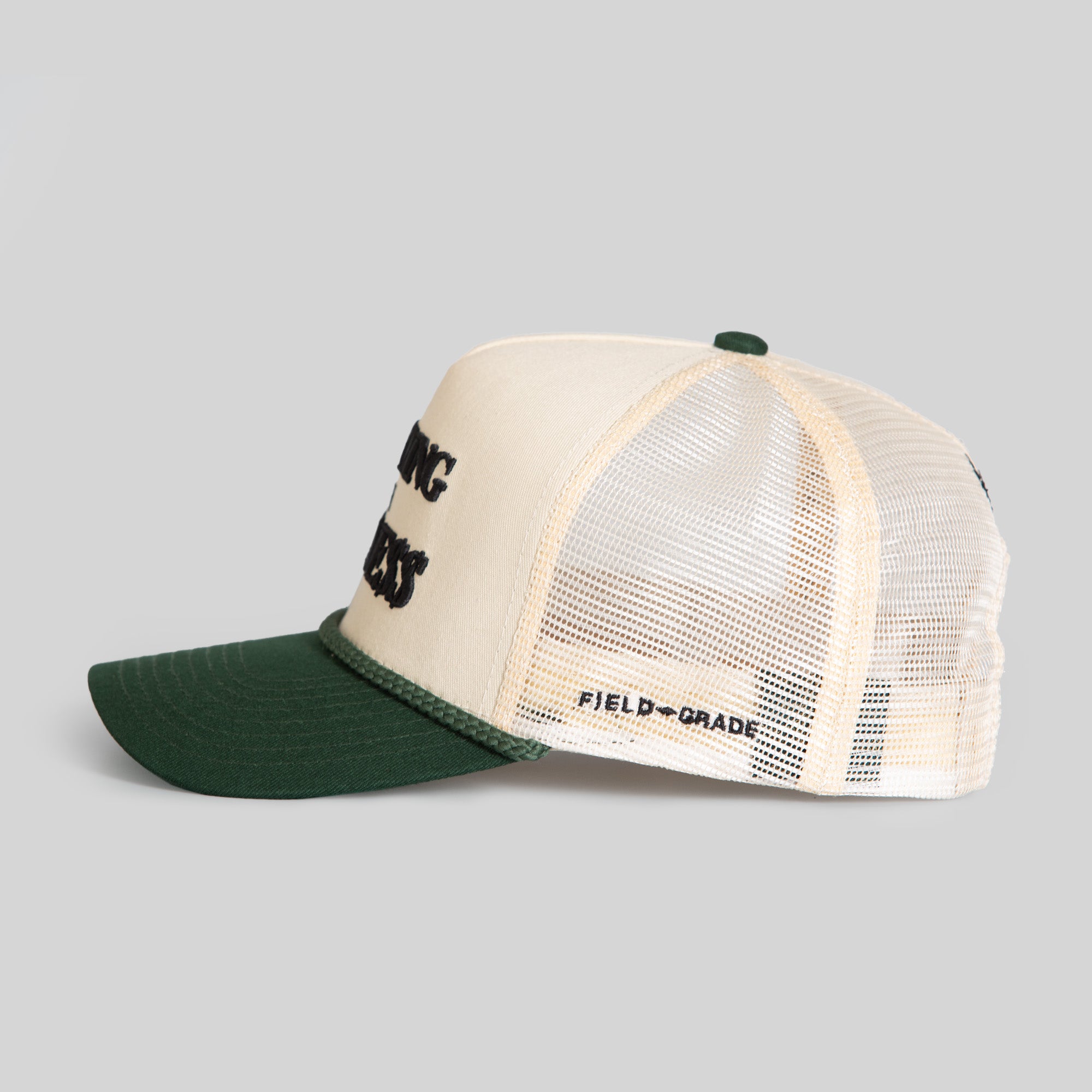 ON BUSINESS SAND FG GREEN TWILL MESH TRUCKER