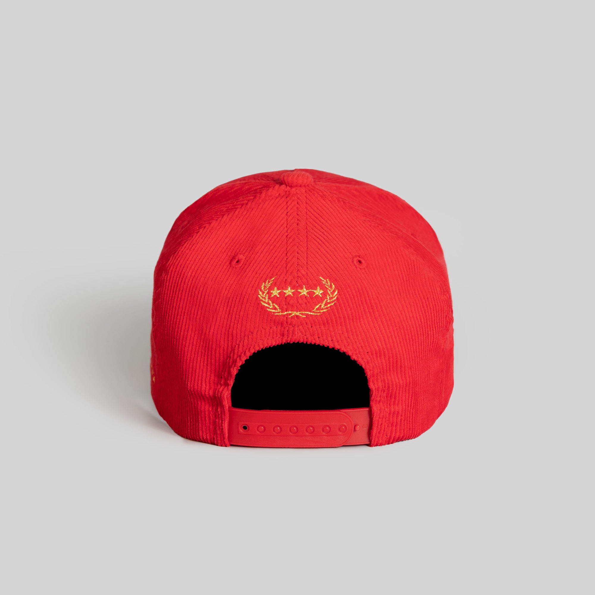 ON BUSINESS VARSITY RED CORDUROY TRUCKER