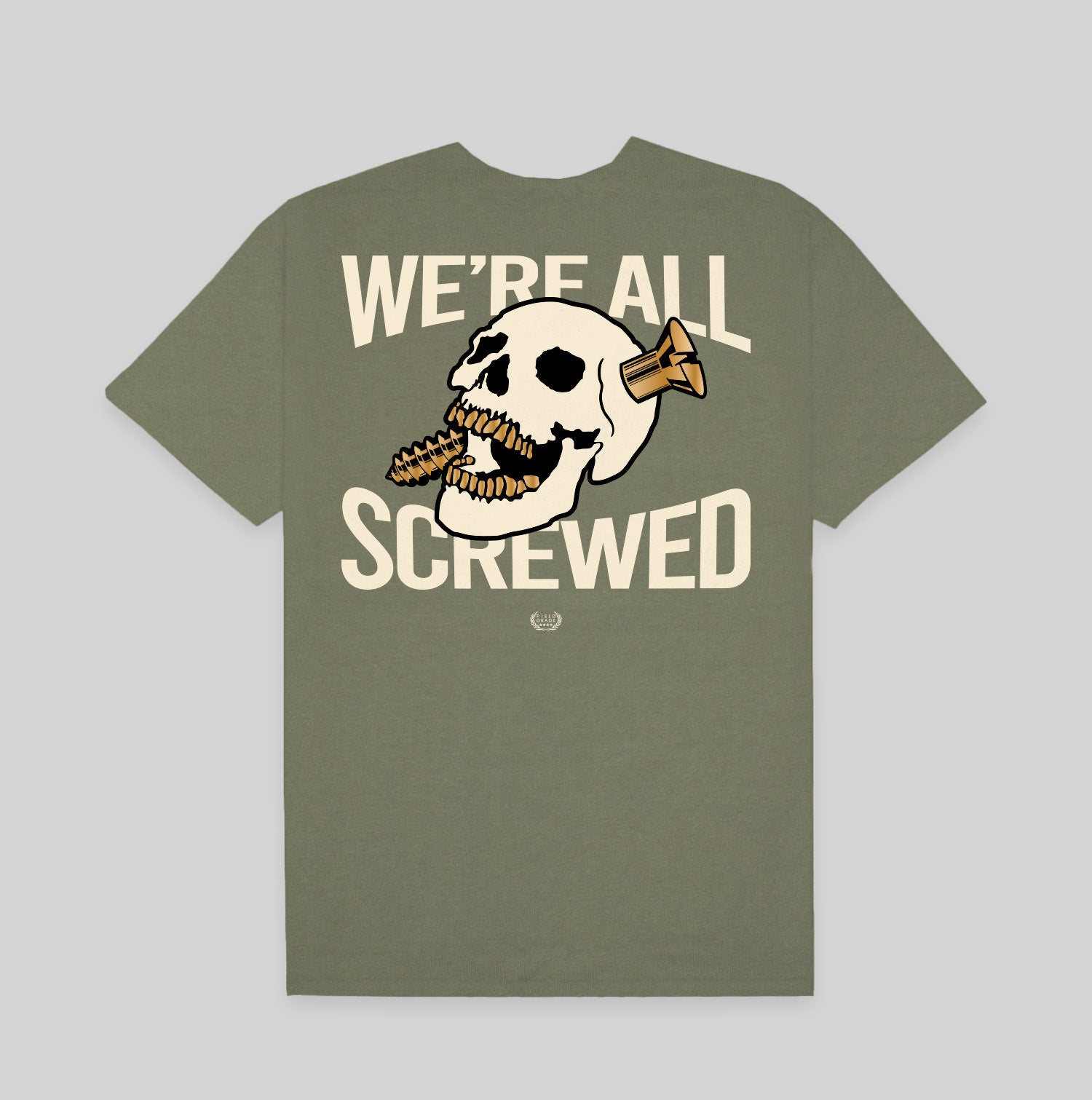 SCREWED UP OLIVE/BONE COTTON TEE