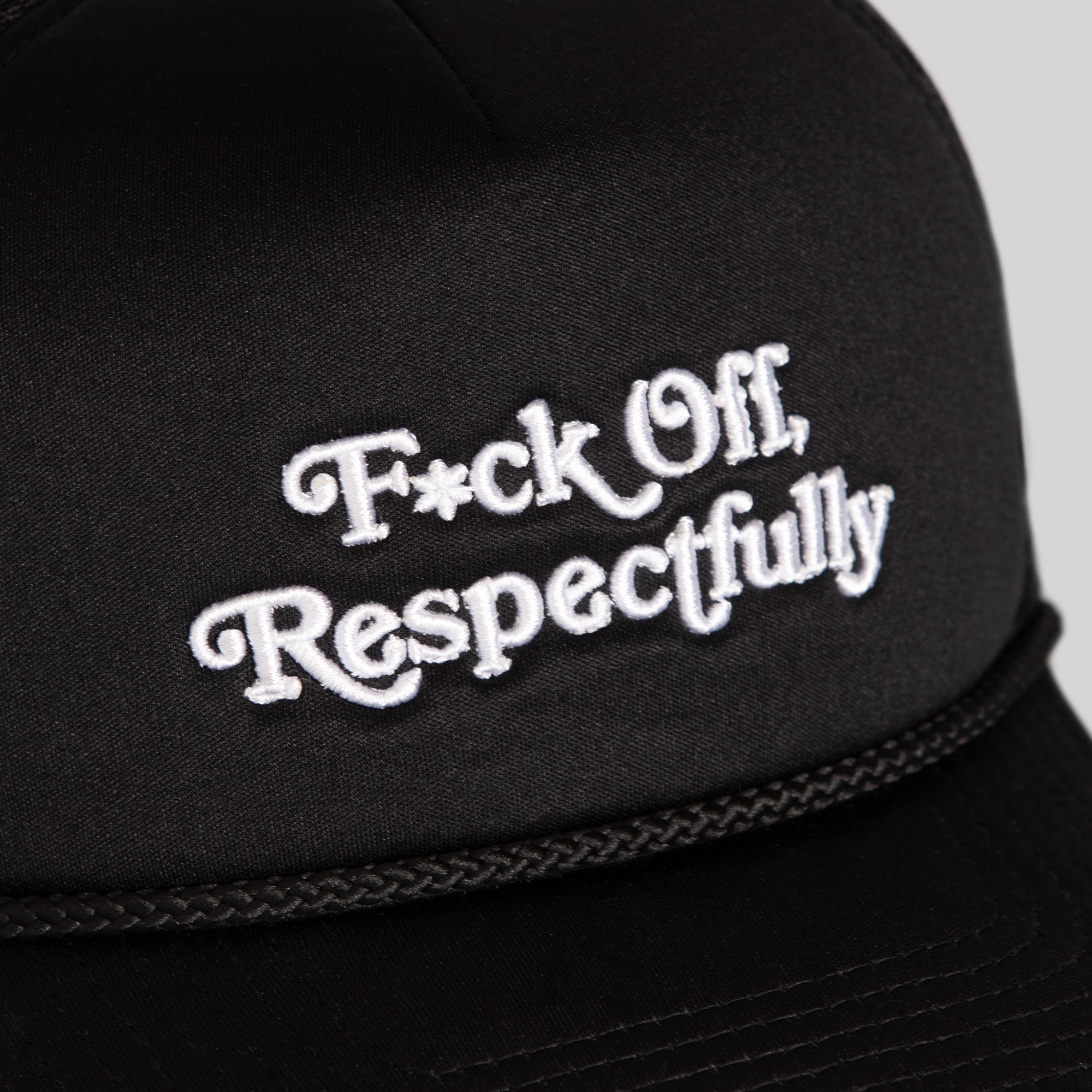 RESPECTFULLY BLACK FOAM MESHBACK TRUCKER HAT