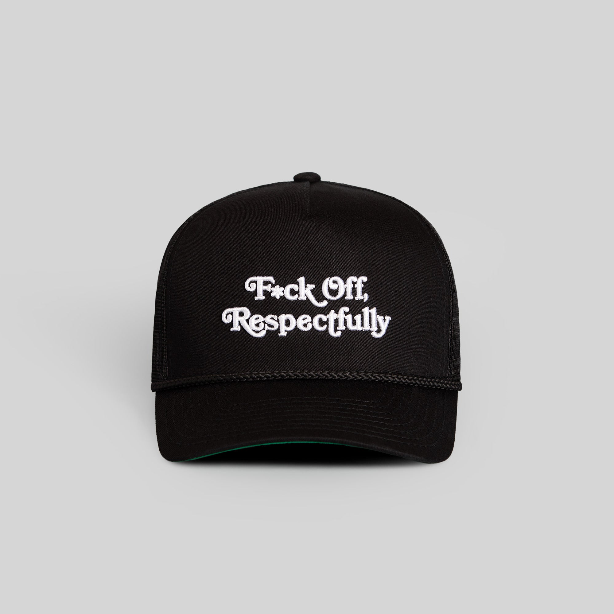 RESPECTFULLY BLACK TWILL MESHBACK TRUCKER HAT