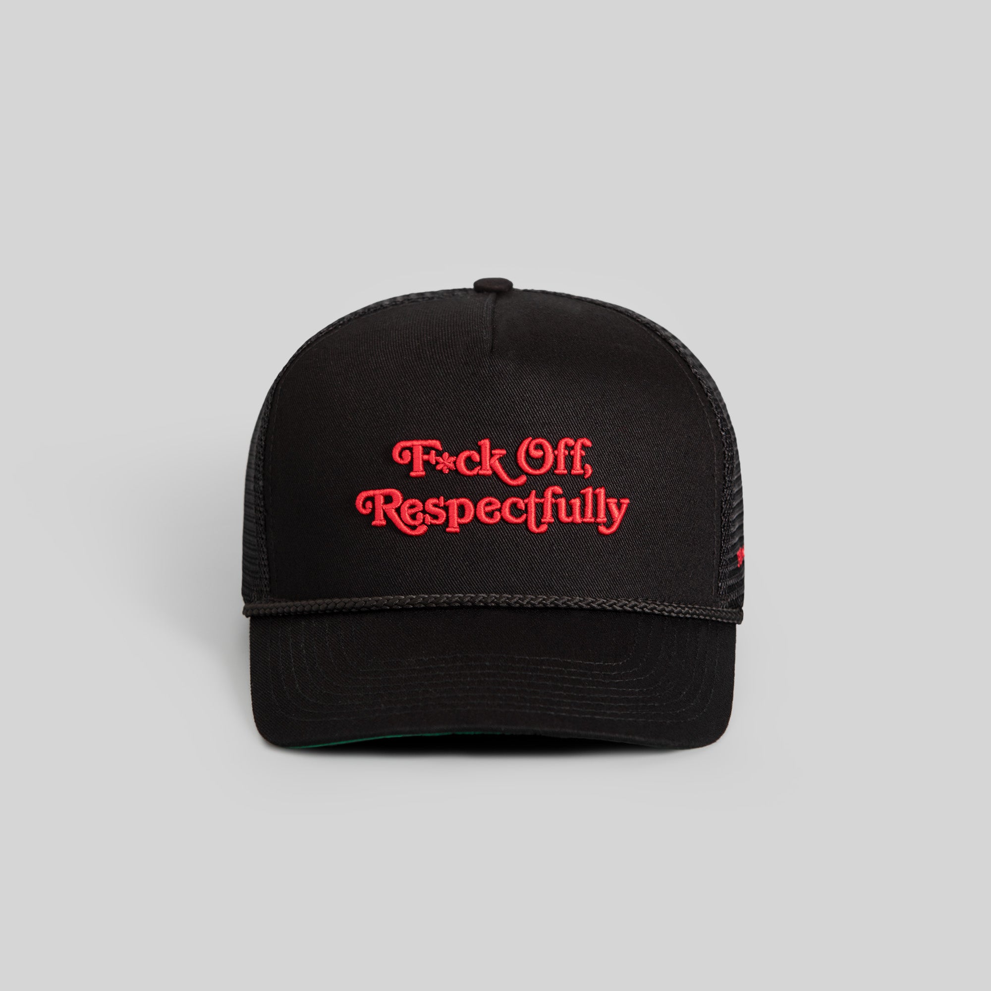 RESPECTFULLY BLACK TWILL MESHBACK TRUCKER HAT