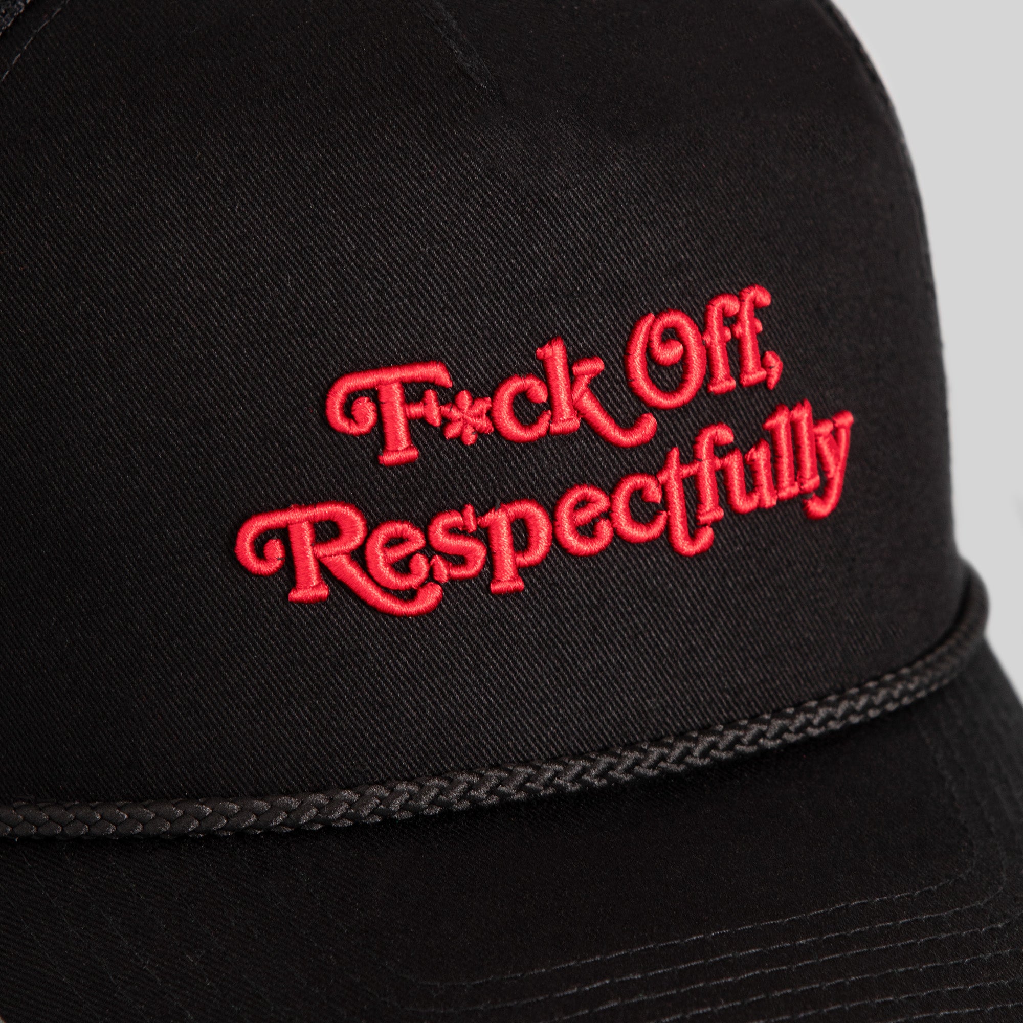 RESPECTFULLY BLACK TWILL MESHBACK TRUCKER HAT