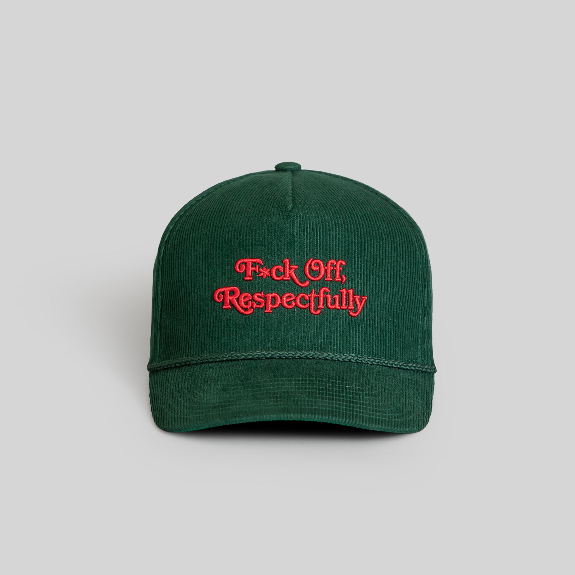 RESPECTFULLY FG GREEN VARSITY RED CORDUROY TRUCKER