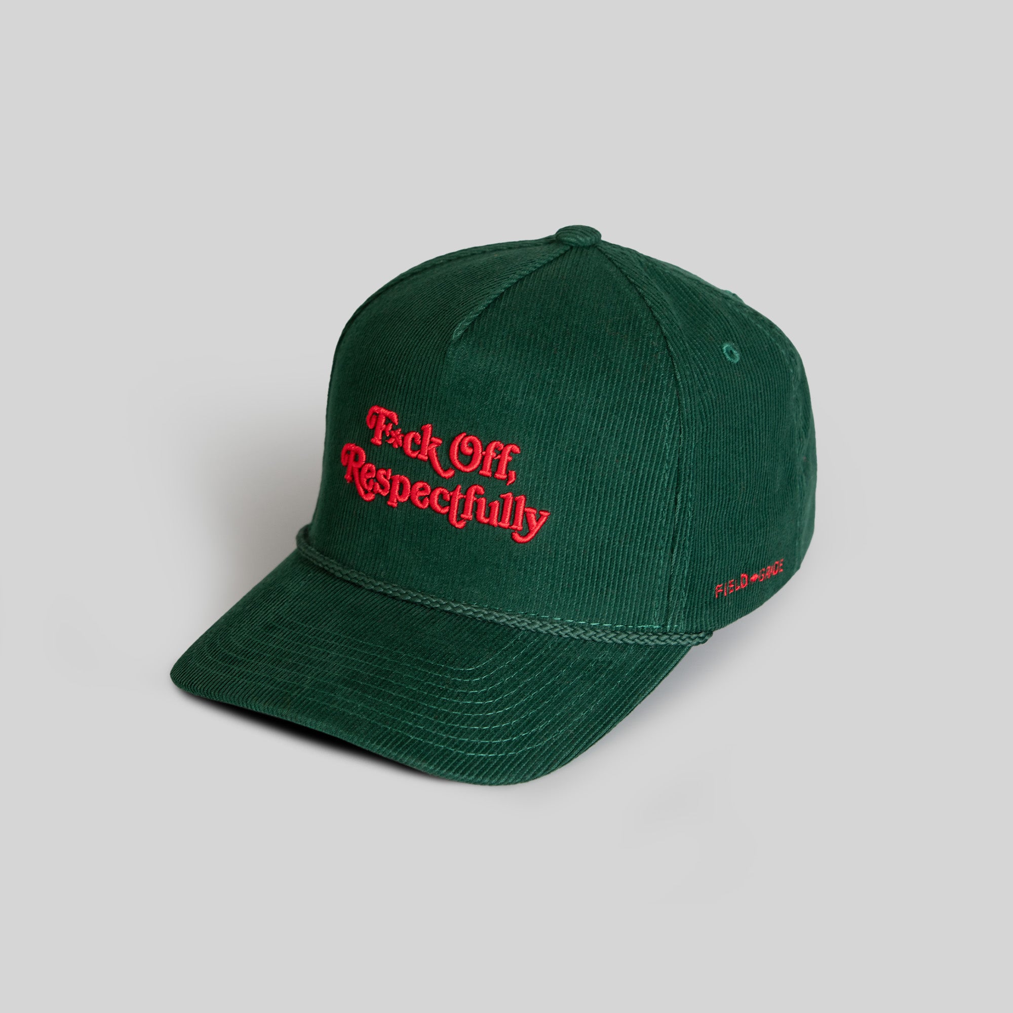 RESPECTFULLY FG GREEN VARSITY RED CORDUROY TRUCKER