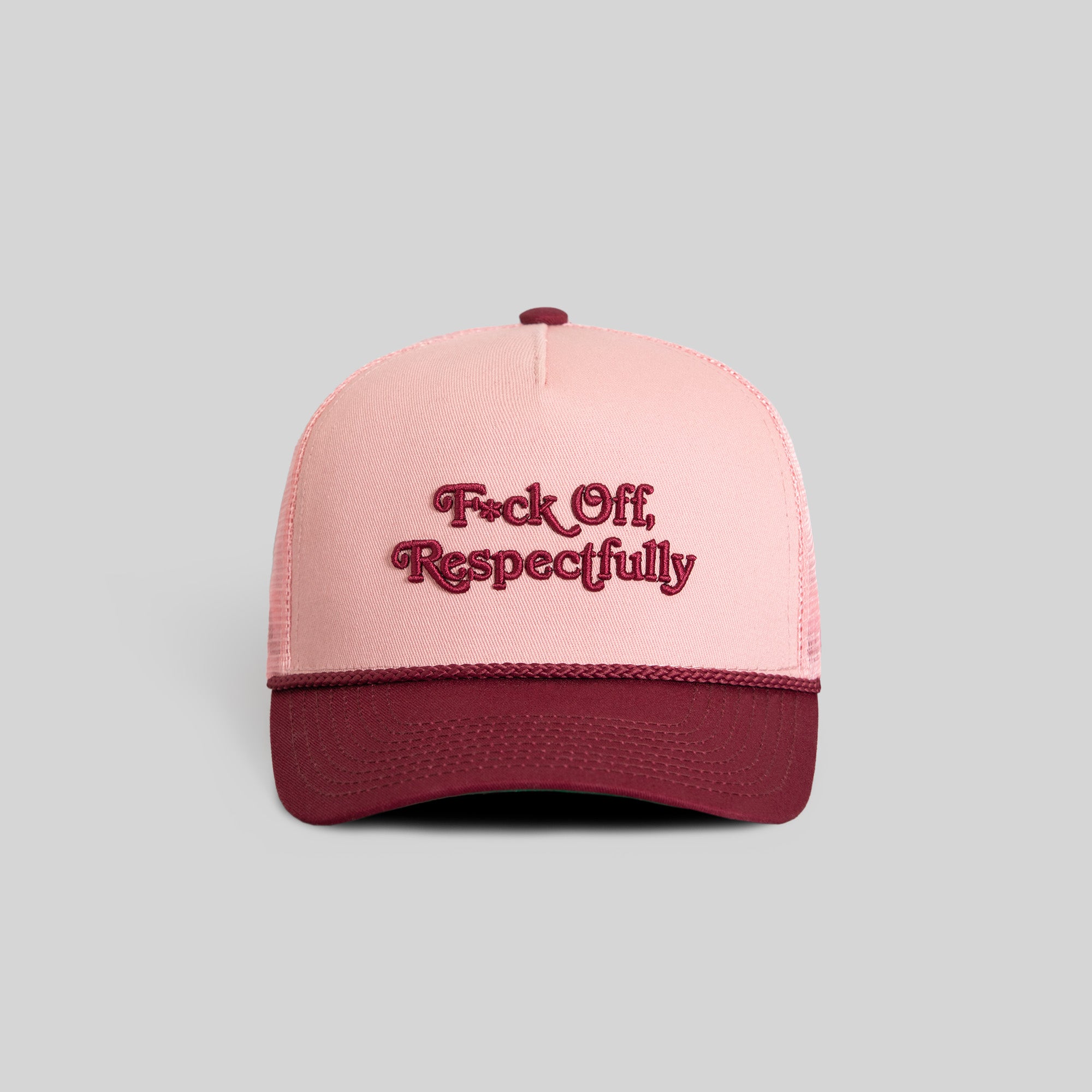 RESPECTFULLY PINK BORDEAUX TWILL MESHBACK TRUCKER