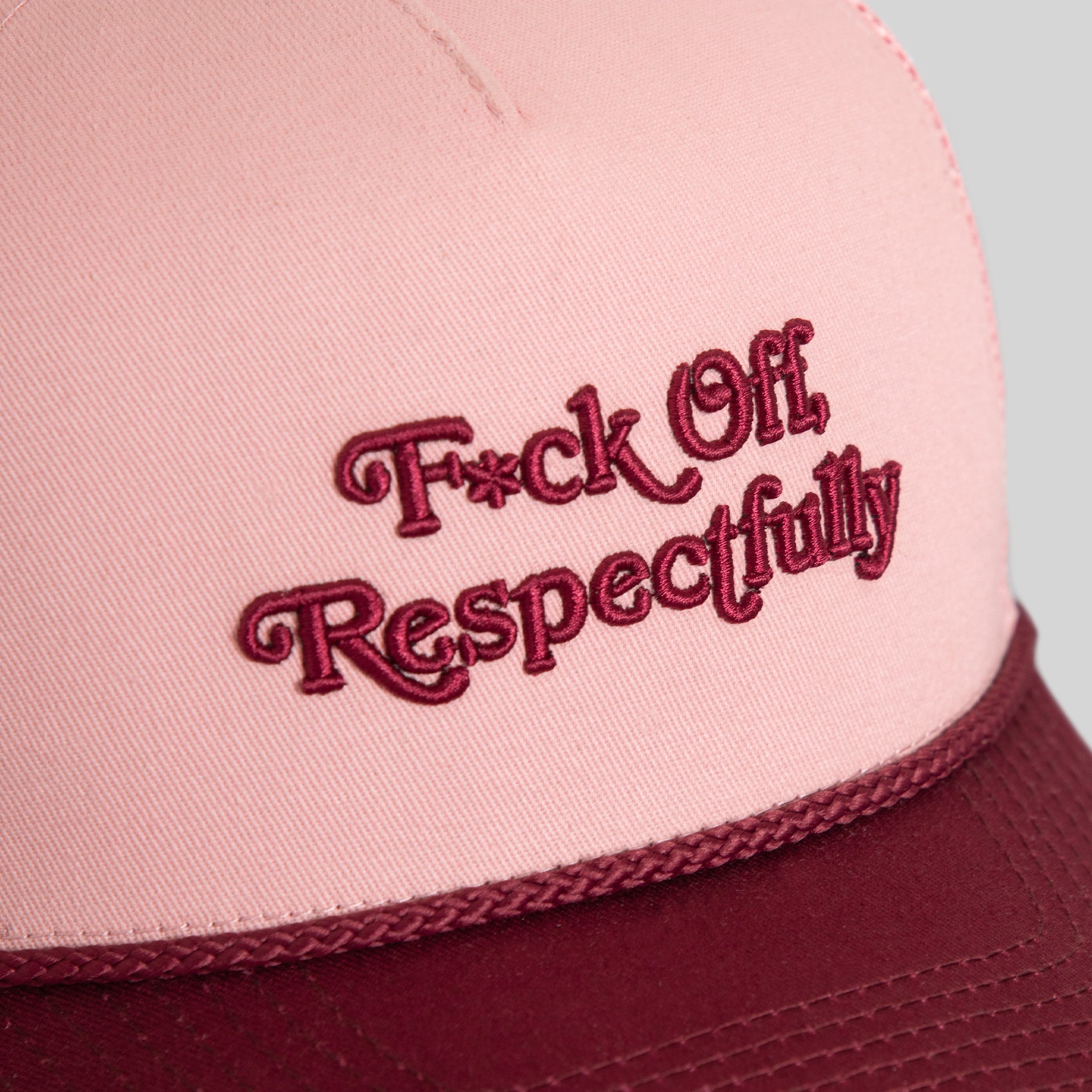 RESPECTFULLY PINK BORDEAUX TWILL MESHBACK TRUCKER