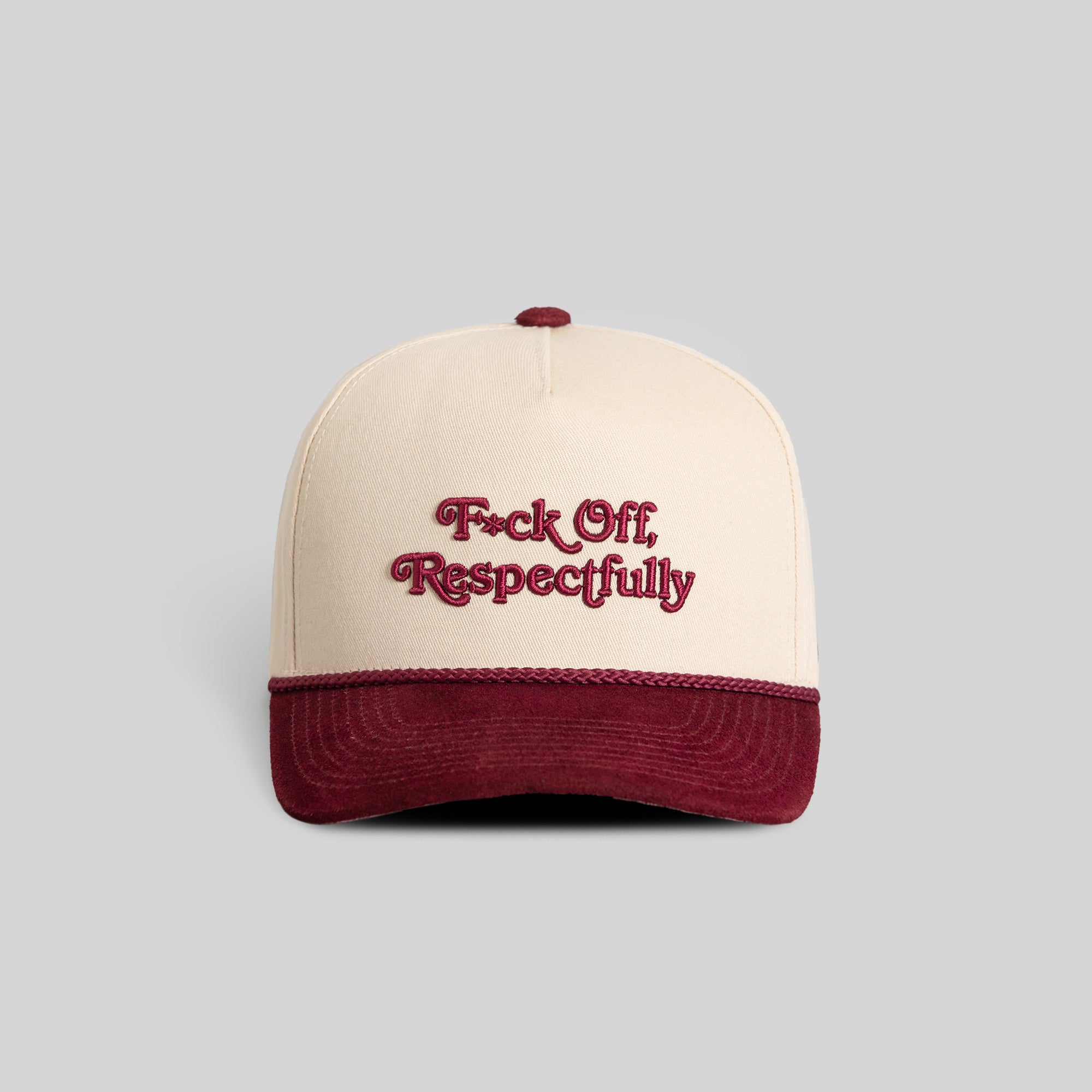 RESPECTFULLY SAND BORDEAUX TWILL SUEDE TRUCKER