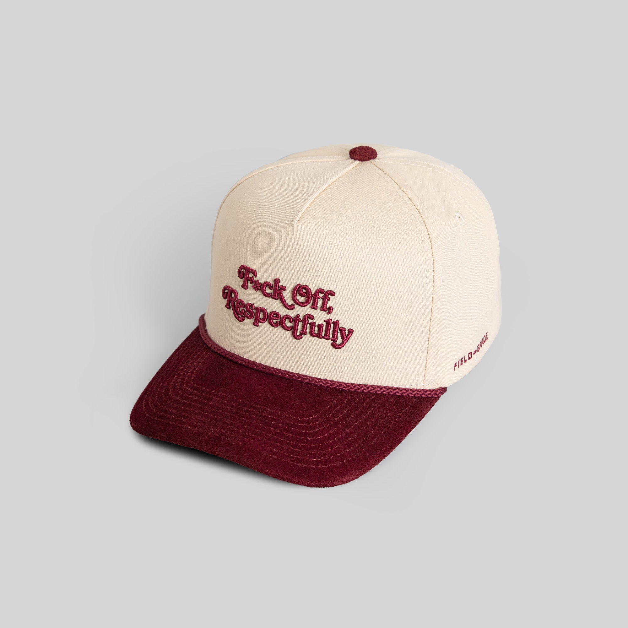 RESPECTFULLY SAND BORDEAUX TWILL SUEDE TRUCKER