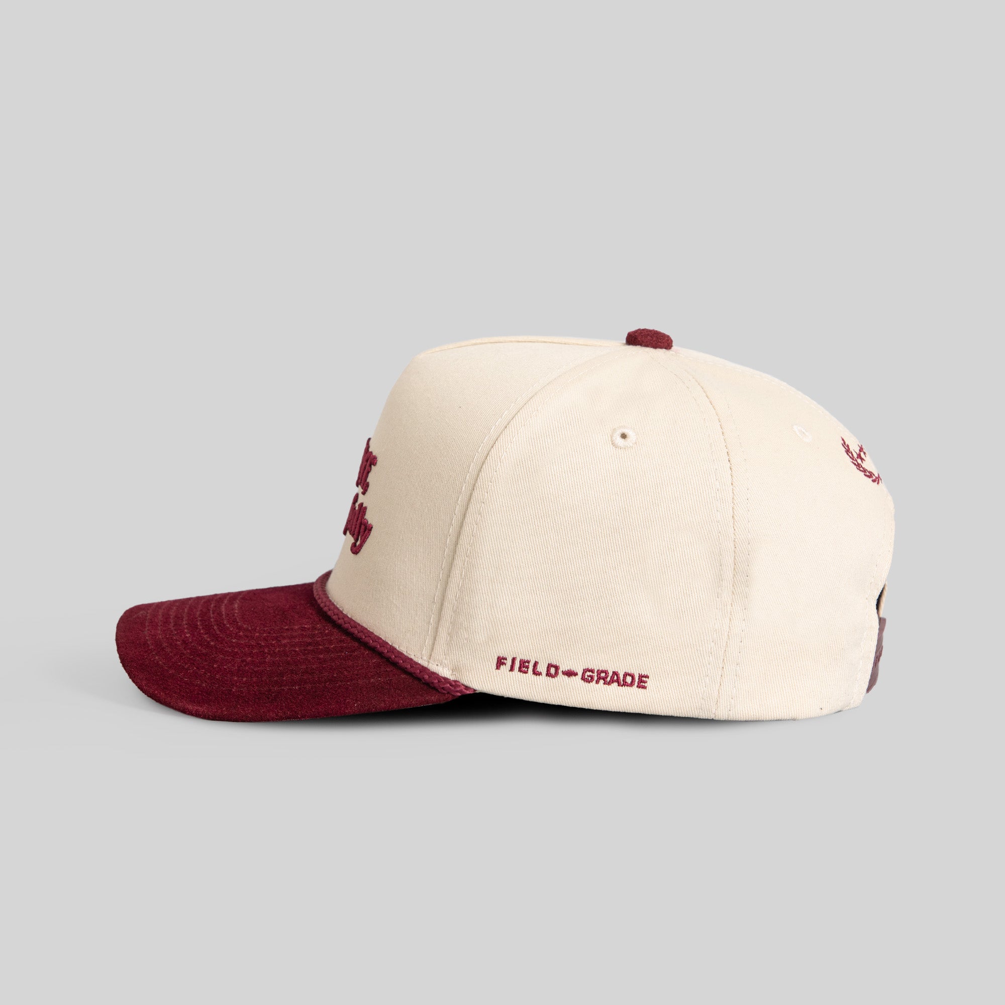 RESPECTFULLY SAND BORDEAUX TWILL SUEDE TRUCKER