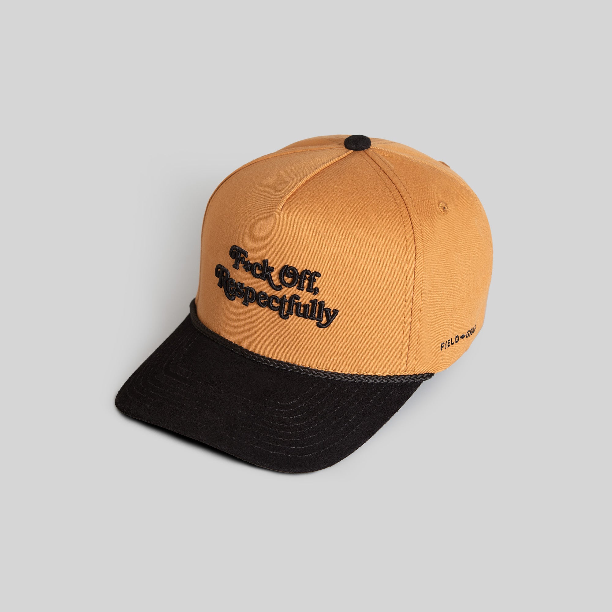 RESPECTFULLY WHEAT BLACK TWILL SUEDE TRUCKER