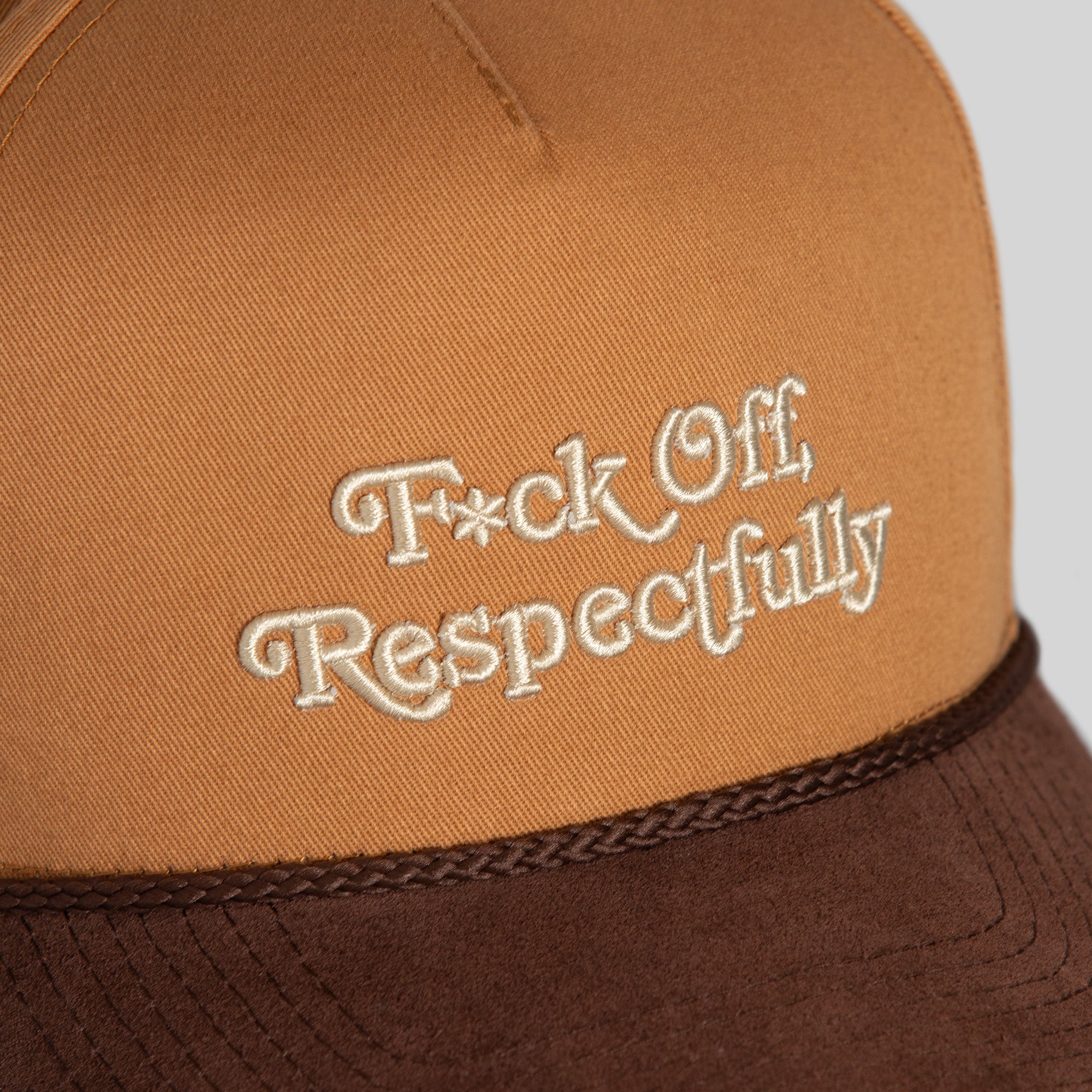 RESPECTFULLY WHEAT MOCHA TWILL SUEDE TRUCKER