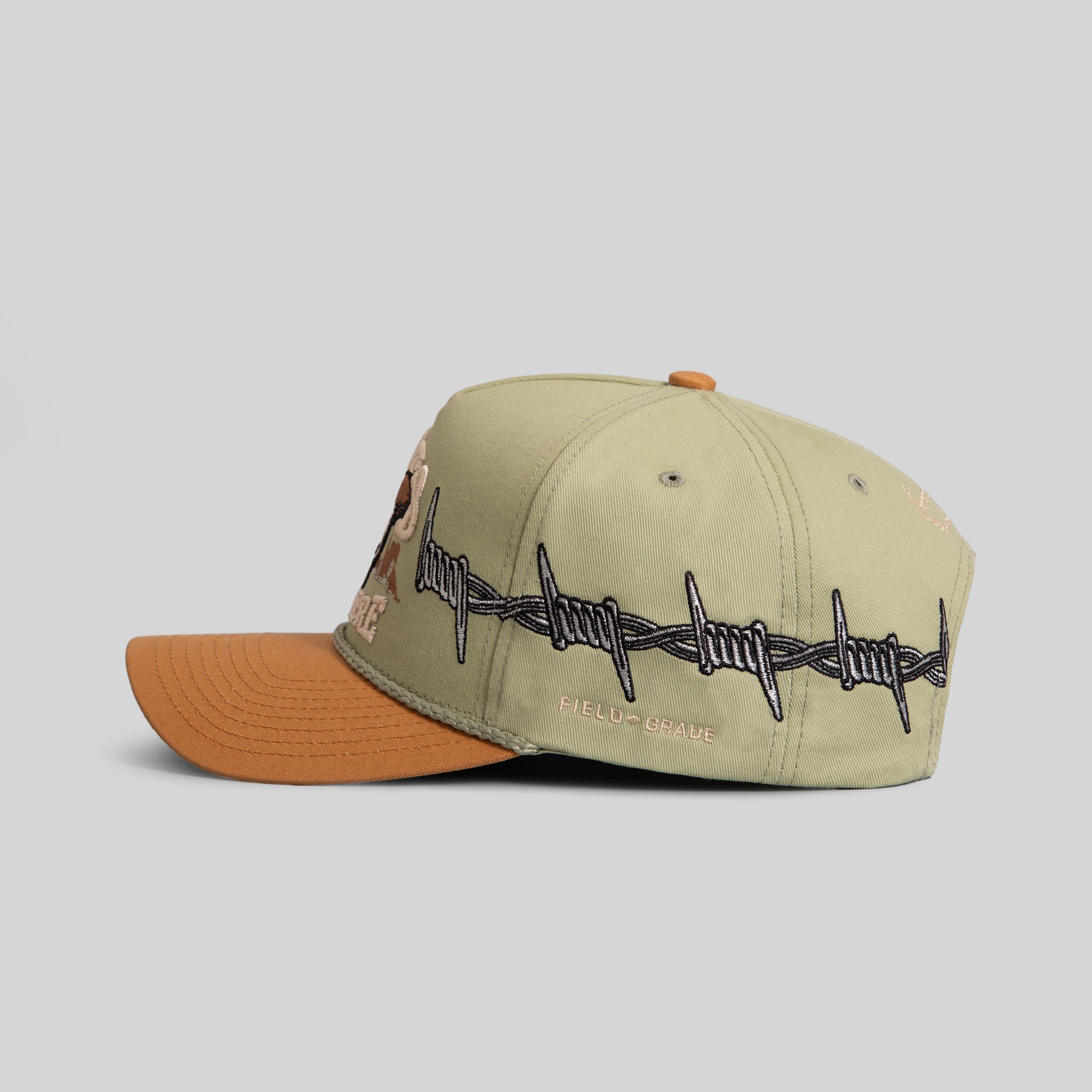 ROAD TO NOWHERE BARBED WIRE SAGE WHEAT TWILL TRUCKER