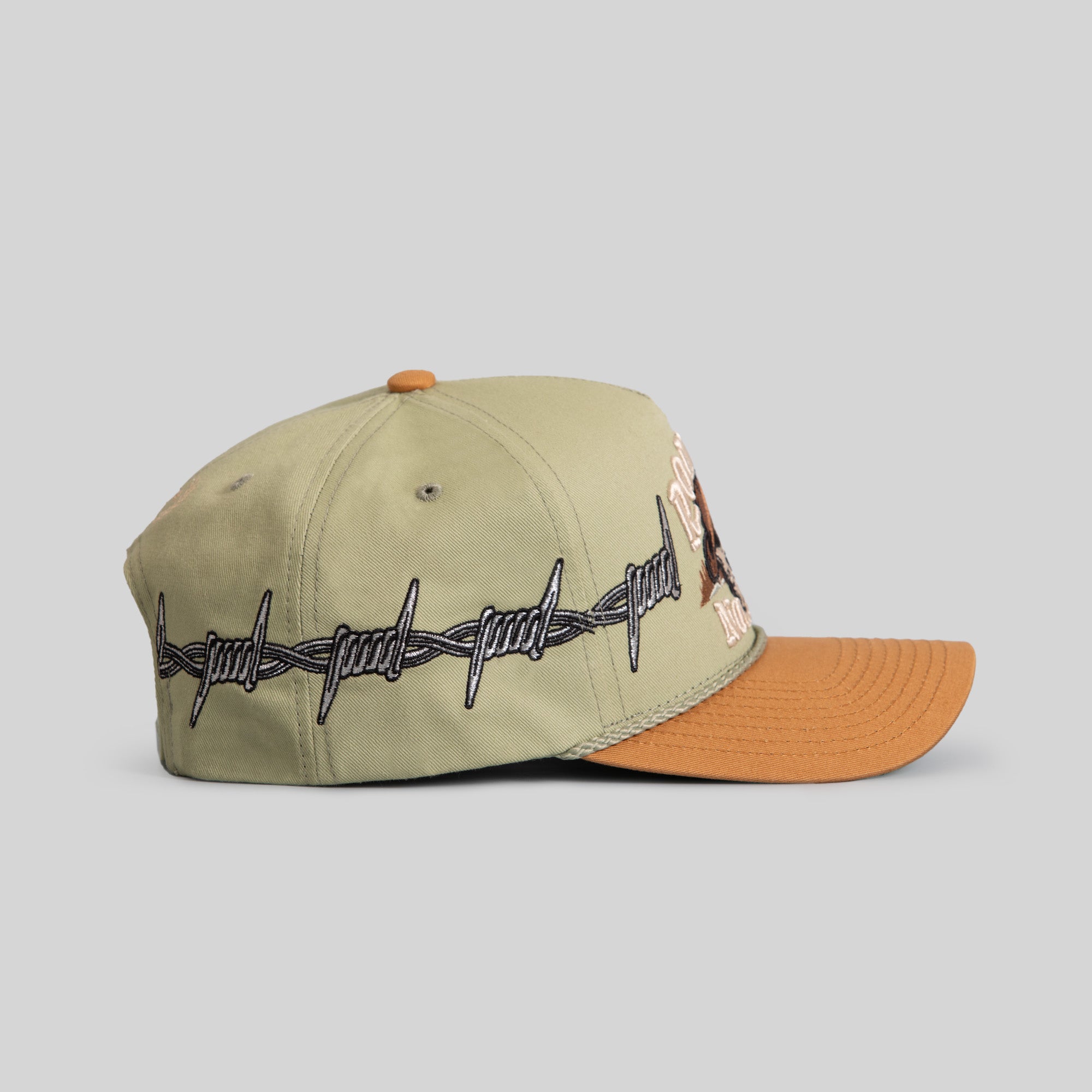 ROAD TO NOWHERE BARBED WIRE SAGE WHEAT TWILL TRUCKER