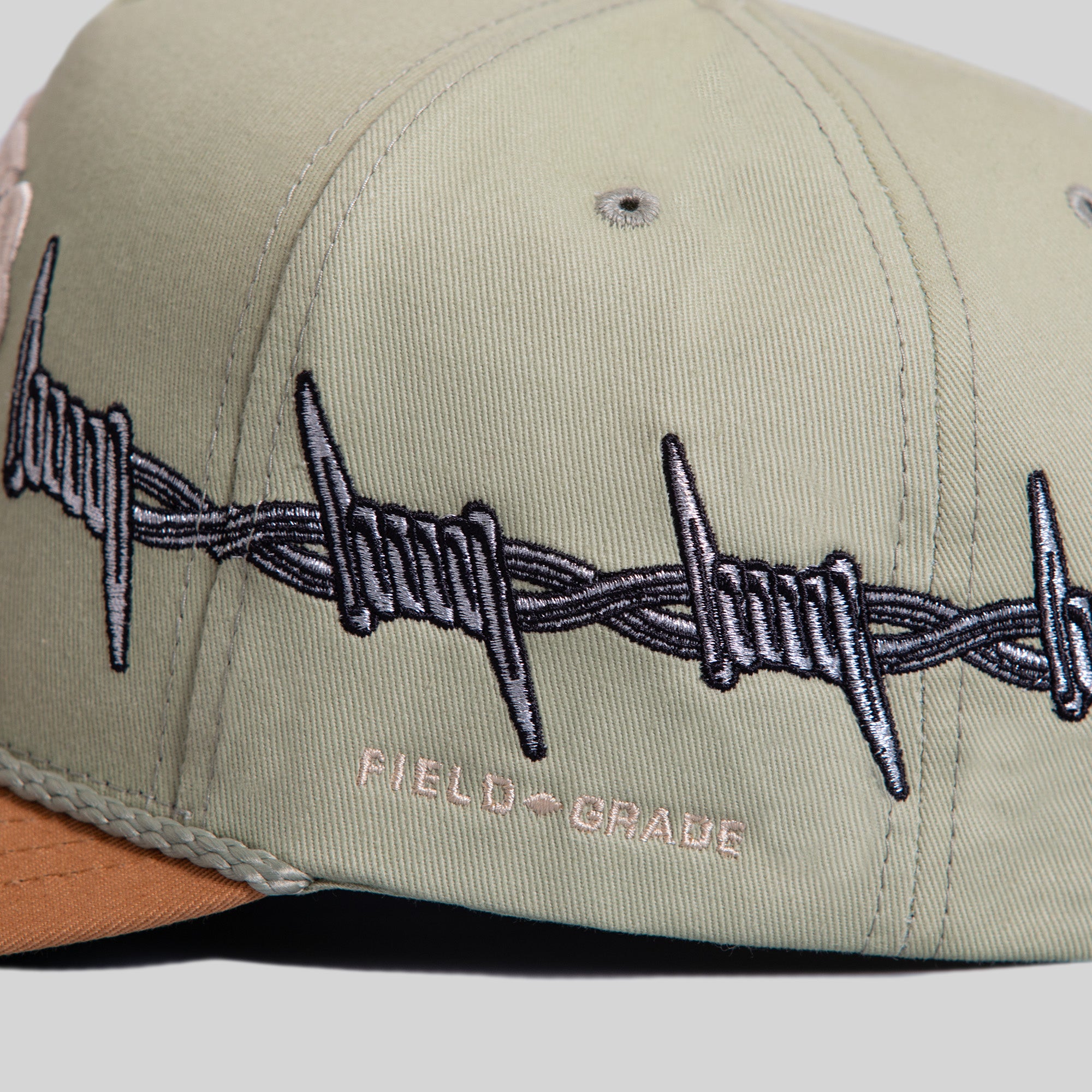 ROAD TO NOWHERE BARBED WIRE SAGE WHEAT TWILL TRUCKER