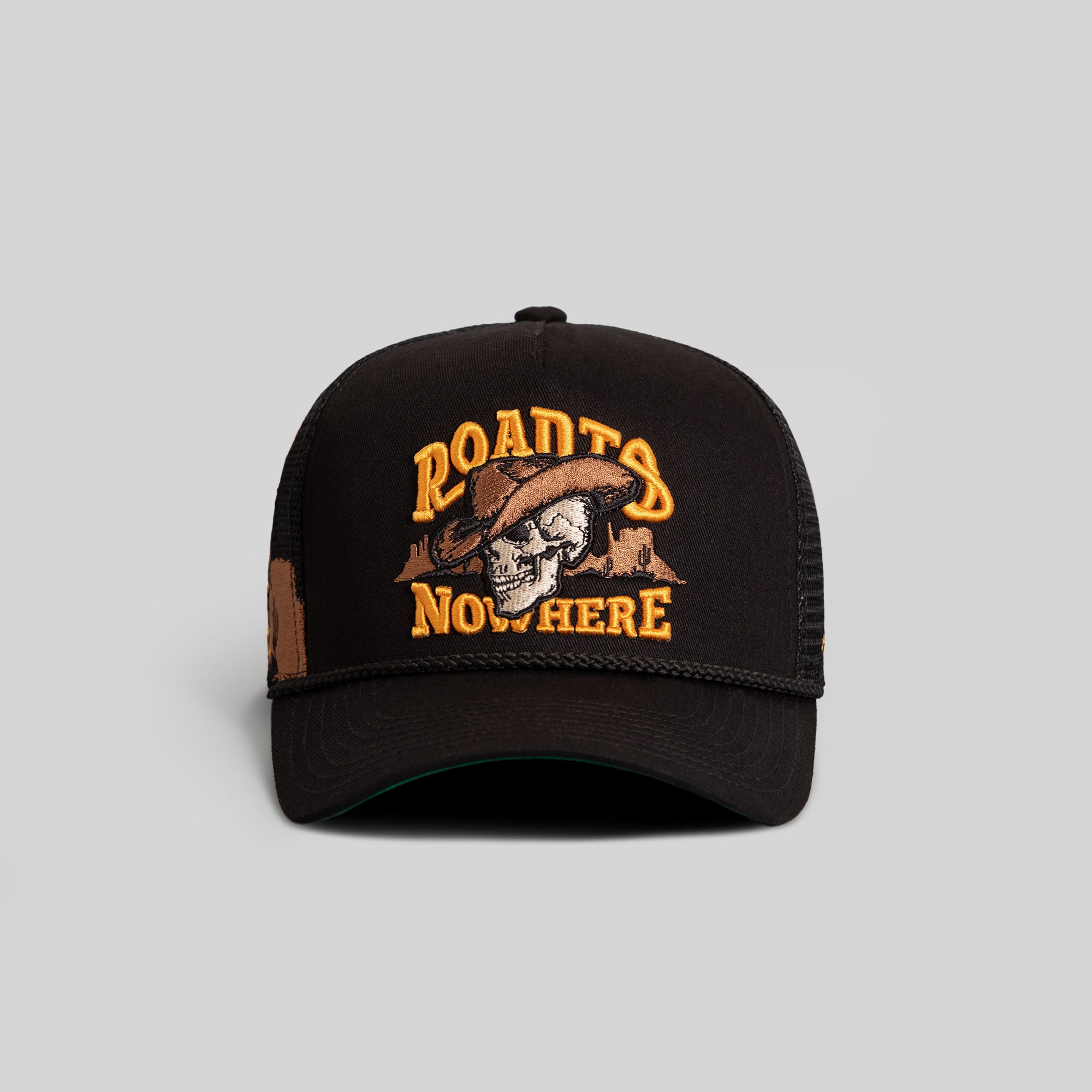 ROAD TO NOWHERE BLACK TWILL MESH TRUCKER