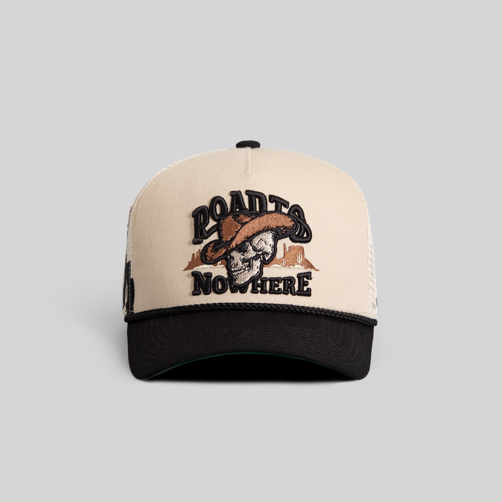 ROAD TO NOWHERE SAND BLACK TWILL MESH TRUCKER