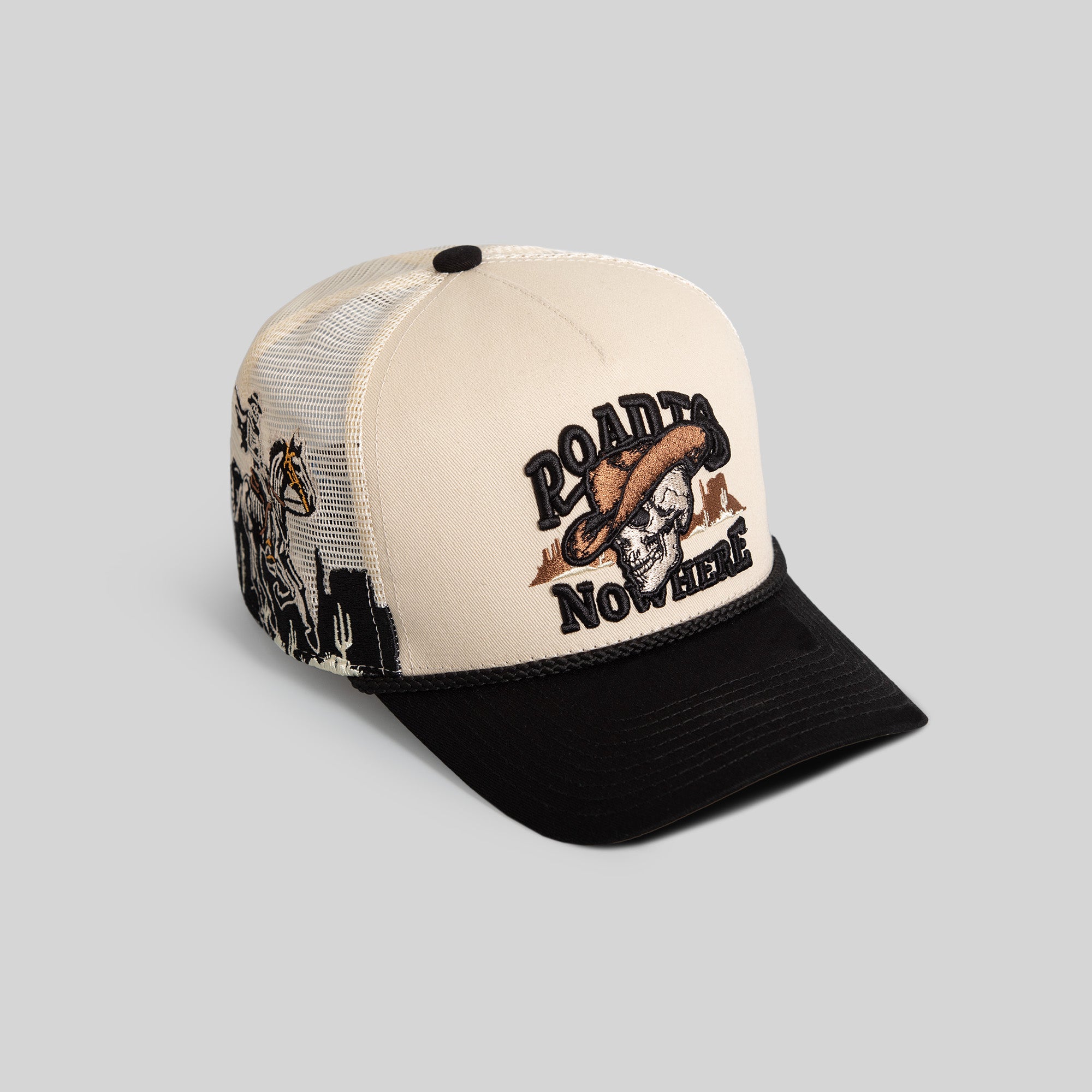 ROAD TO NOWHERE SAND BLACK TWILL MESH TRUCKER