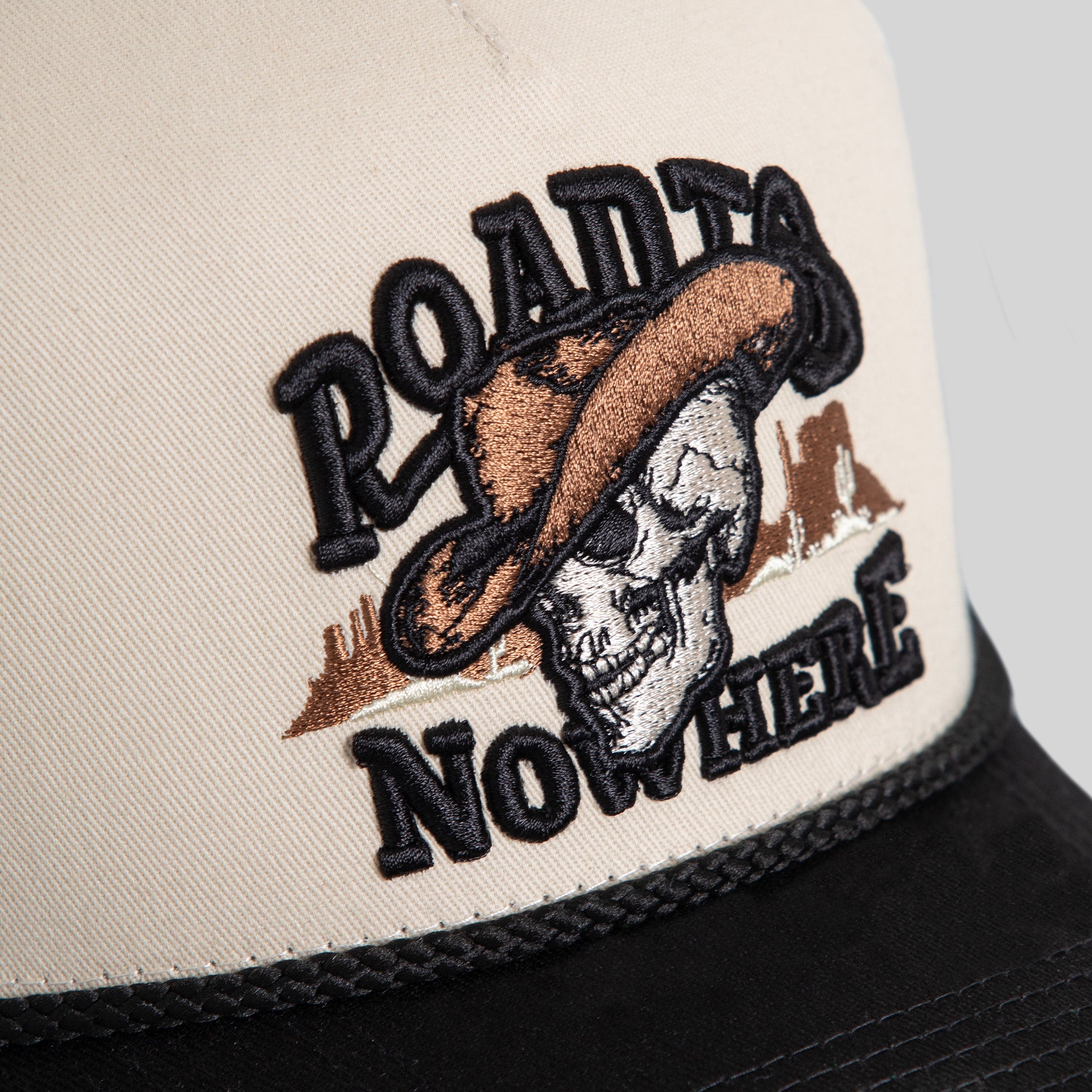 ROAD TO NOWHERE SAND BLACK TWILL MESH TRUCKER