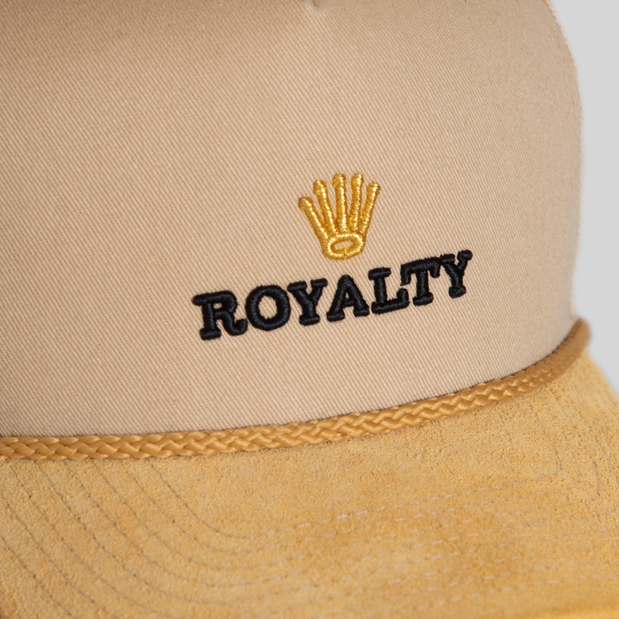 ROYALTY SAND TWILL/SUEDE TRUCKER HAT