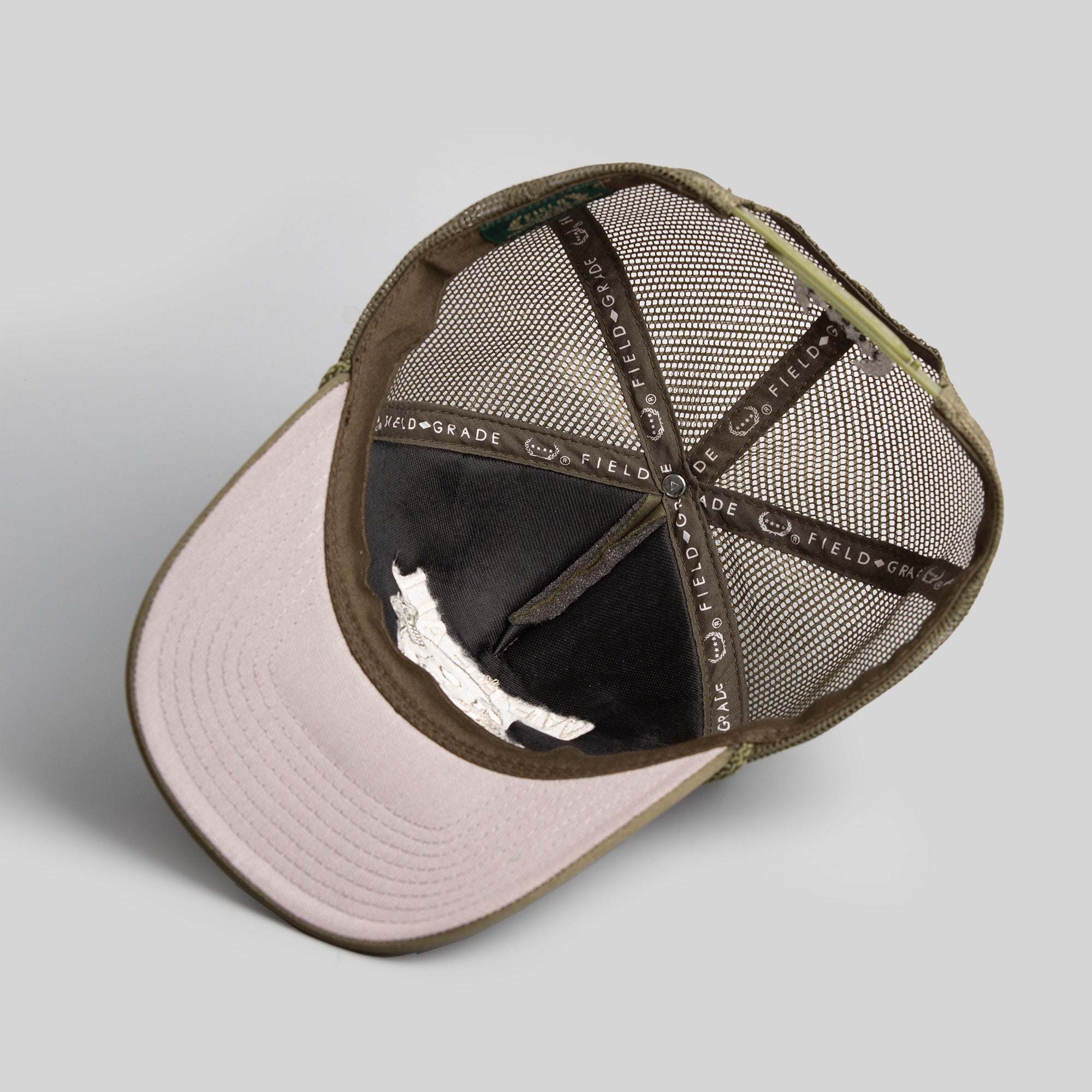 WE'RE ALL SCREWED OLIVE TRUCKER HAT