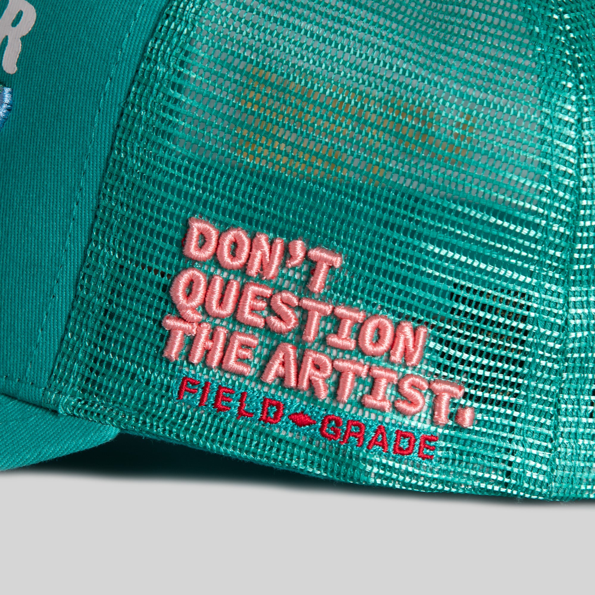 STAY CREATIVE TEAL TWILL MESH TRUCKER