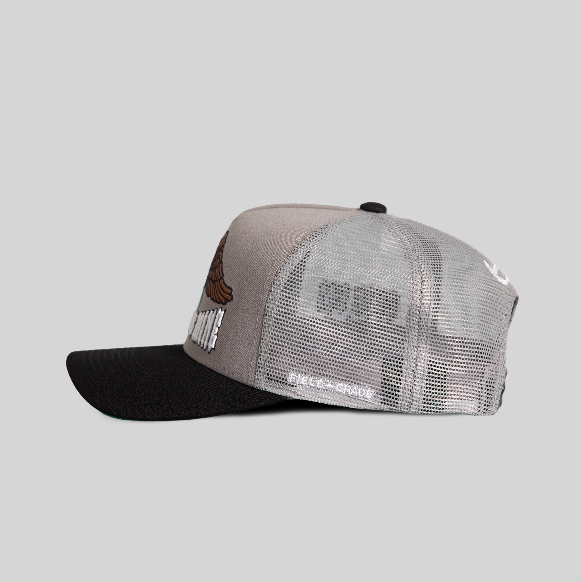 THE WORLD IS MINE GREY BLACK MESH TRUCKER