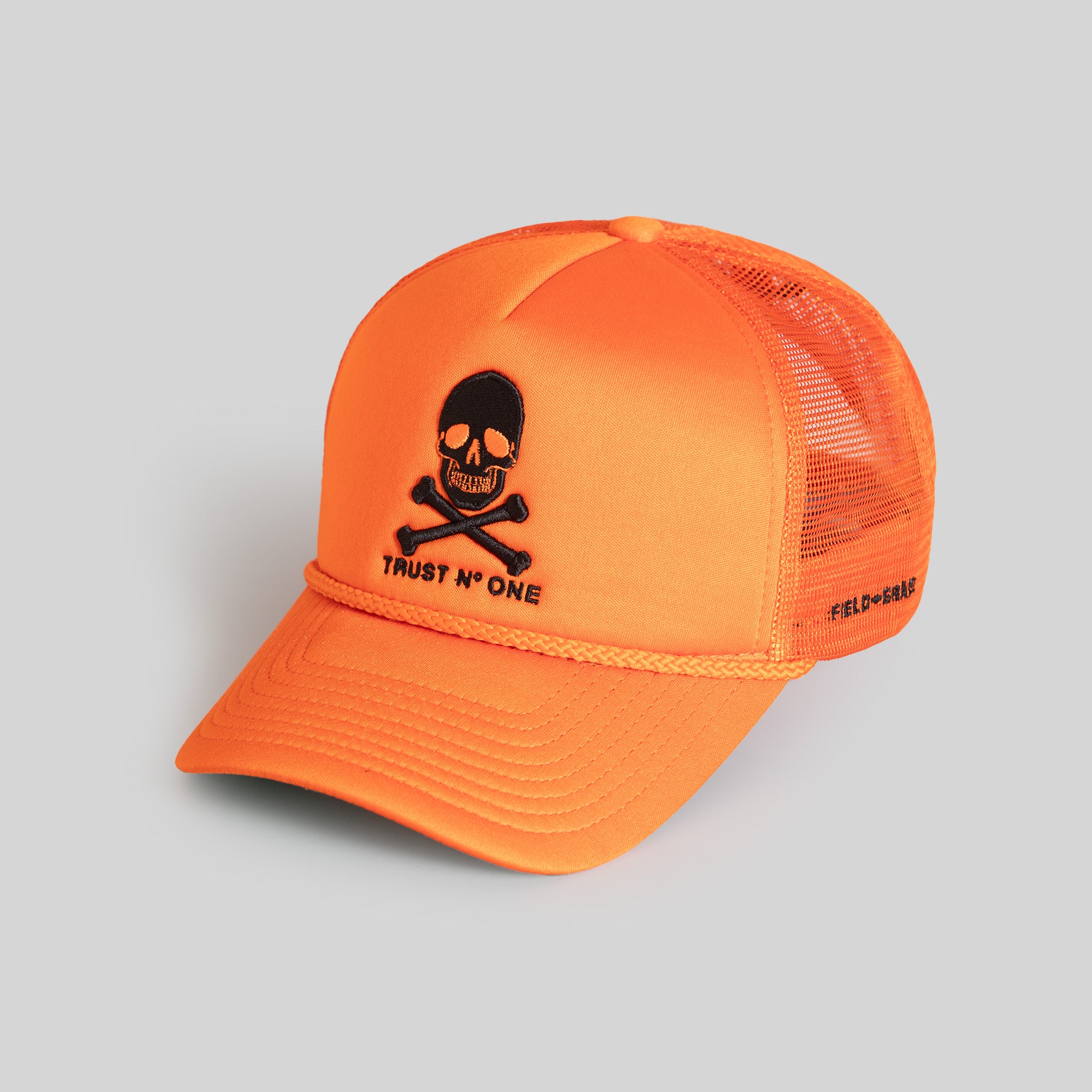 TRUST NO ONE ORANGE FOAM MESHBACK TRUCKER HAT