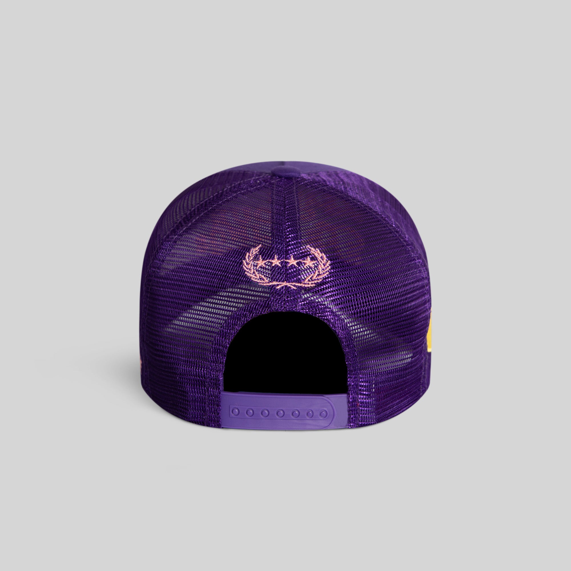 LEAVE YOUR FEELINGS NEON PURPLE TWILL MESH TRUCKER