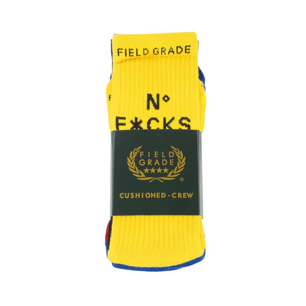 NO F*CKS GIVEN GREEN/ROYAL/YELLOW CUSHIONED CREW SOCK 3 PACK