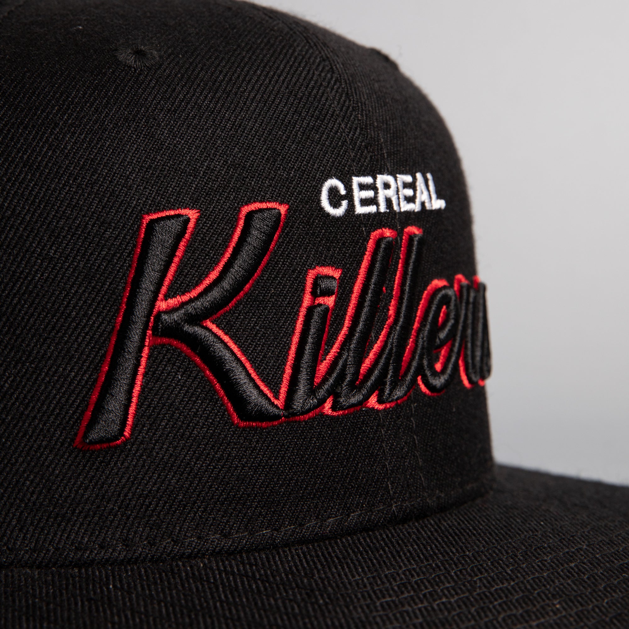 CEREAL KILLERS SCRIPT BLACK SNAPBACK HAT