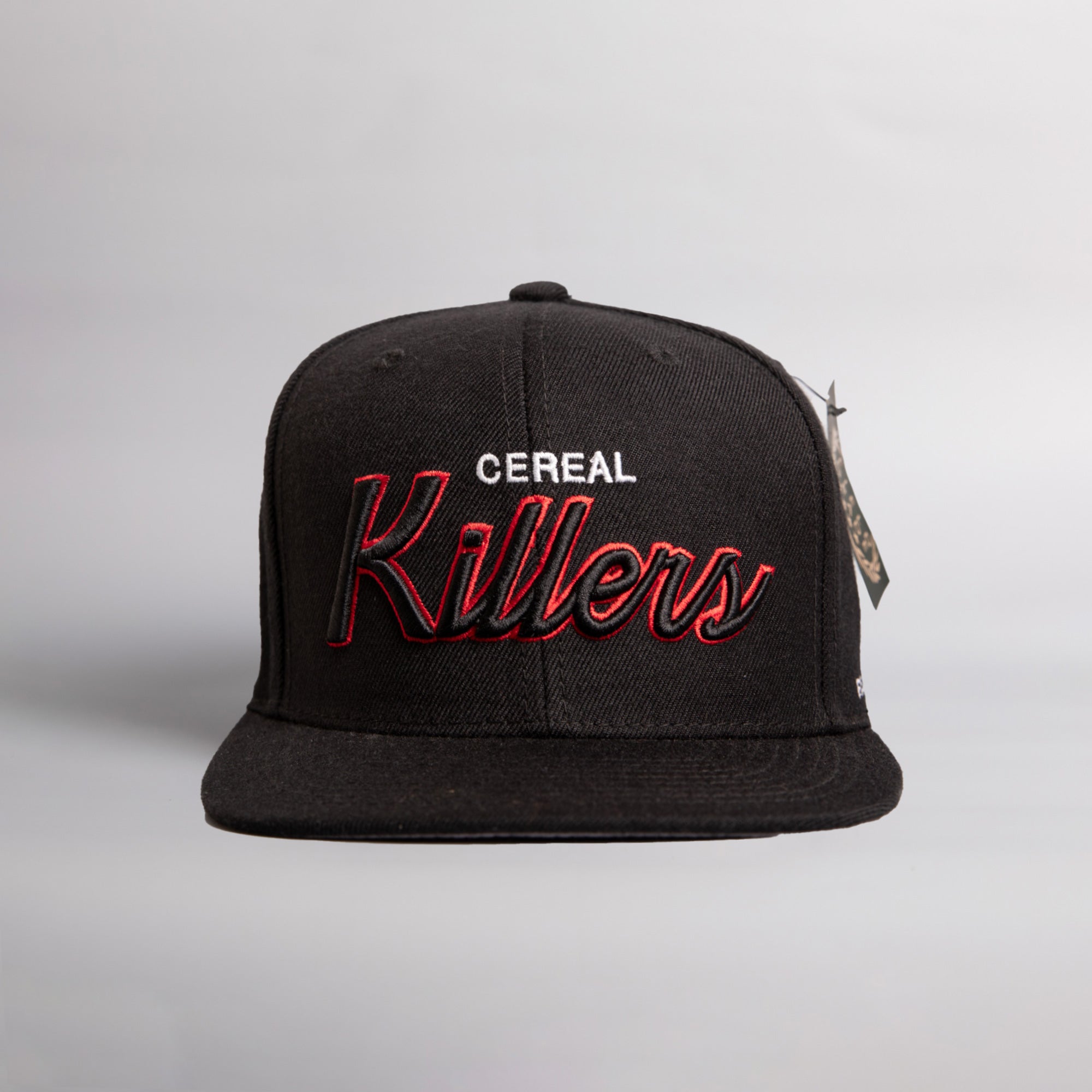 CEREAL KILLERS SCRIPT BLACK SNAPBACK HAT